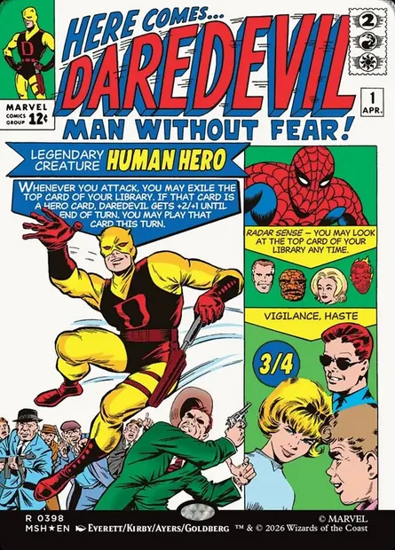 Daredevil, Man Without Fear, Magic card MSH 398 — Marvel Super Heroes set
