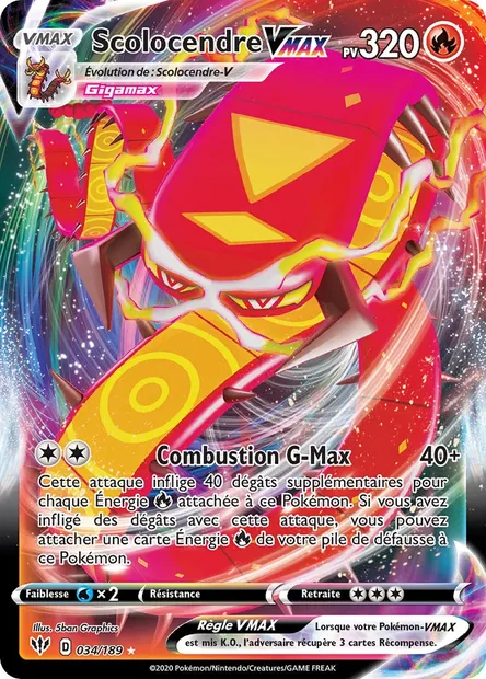 Scolocendre VMAX, carte Pokémon DAA 34 — extension Ténèbres Embrasées
