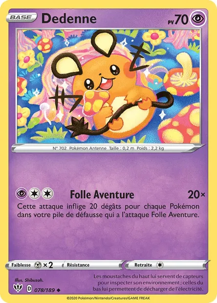 Dedenne, carte Pokémon DAA 78 — extension Ténèbres Embrasées