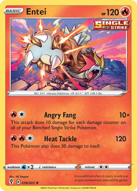Entei, Pokémon card EVS 19 — Evolving Skies set