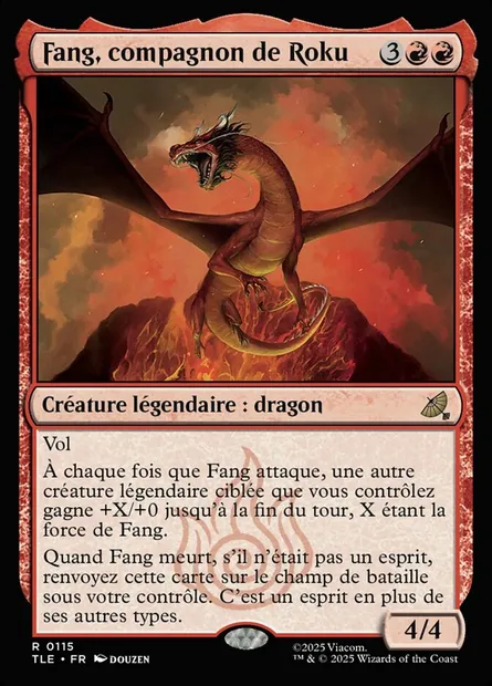 Fang, compagnon de Roku, carte Magic TLE 115 — extension Avatar: The Last Airbender Eternal