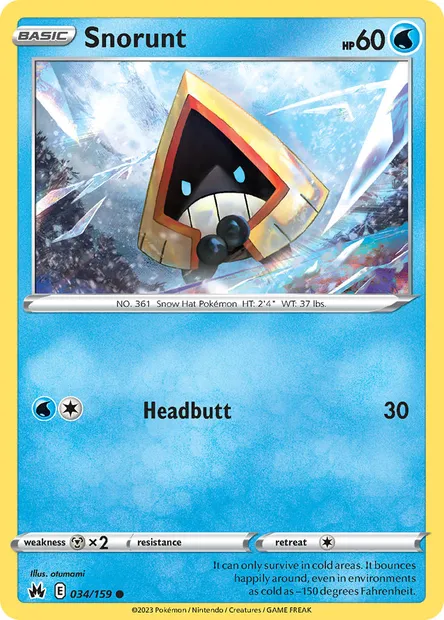 Snorunt, Pokémon card CRZ 034 — Crown Zenith set