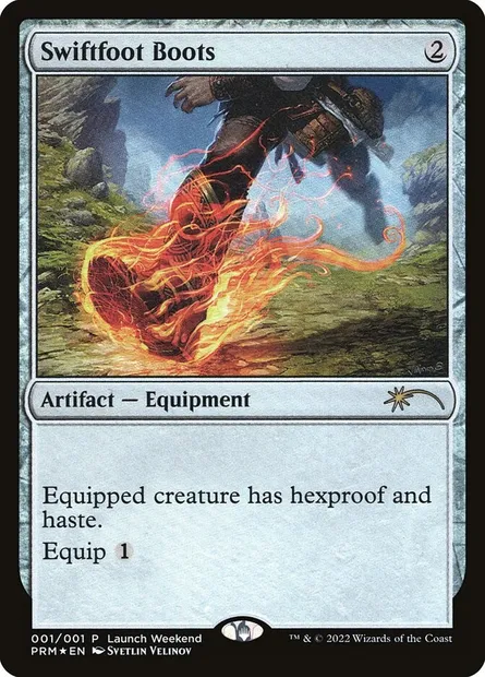 Swiftfoot Boots, Magic card PW22 4 — Wizards Play Network 2022 set