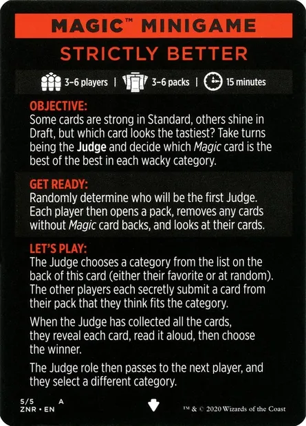 Strictly Better // Strictly Better (cont'd), carte Magic MZNR 5 — extension Zendikar Rising Minigames