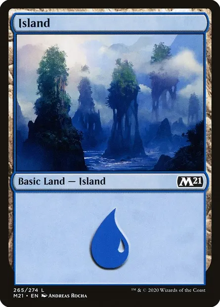 Island, Magic card M21 265 — Core Set 2021 set