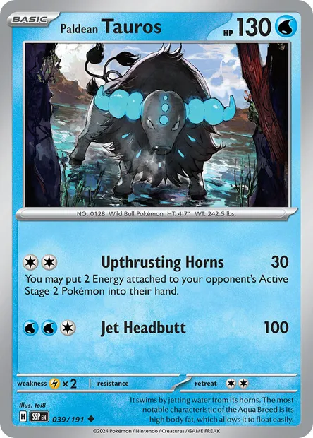 Paldean Tauros, Pokémon card SSP 039 — Surging Sparks set