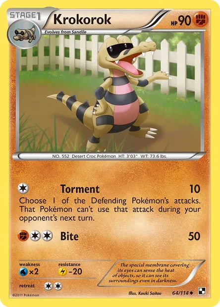 Krokorok, Pokémon card BLW 64 — Black & White set