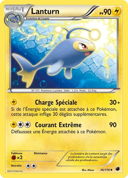 Lanturn, carte Pokémon PLF 36 — extension Glaciation Plasma