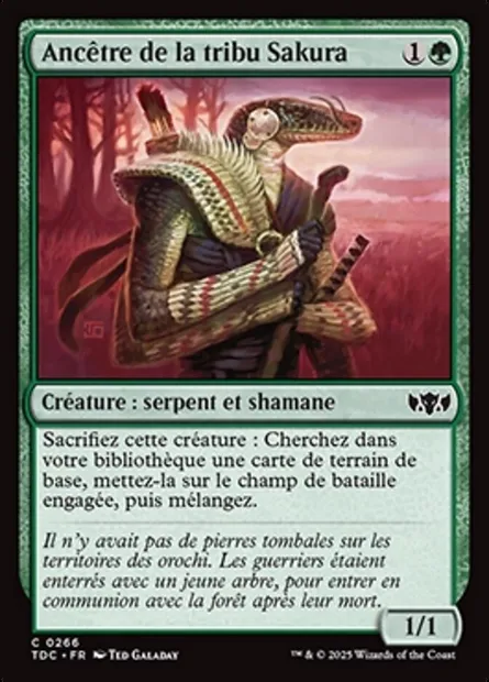 Ancêtre de la tribu Sakura, carte Magic TDC 266 — extension Tarkir: Dragonstorm Commander