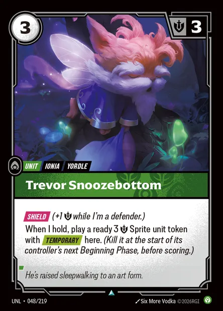 Trevor Snoozebottom, Riftbound card UNL 048 — Unleashed set