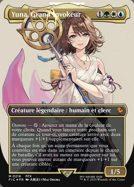 Yuna, Grand Invokeur, carte Magic FIC 216 — extension Final Fantasy Commander