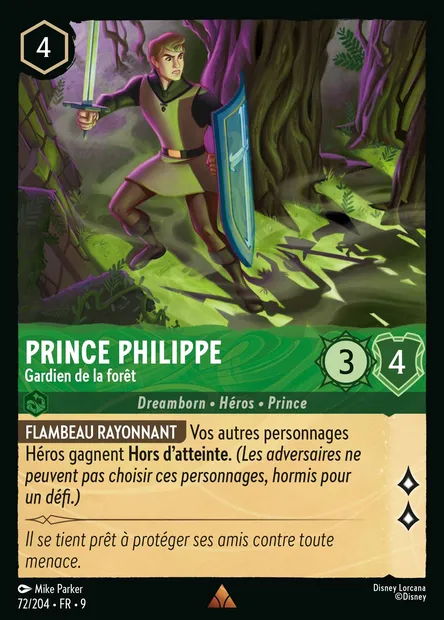 Prince Philippe - Gardien de la forêt, carte Disney Lorcana CH9-072 — extension Fabuleux
