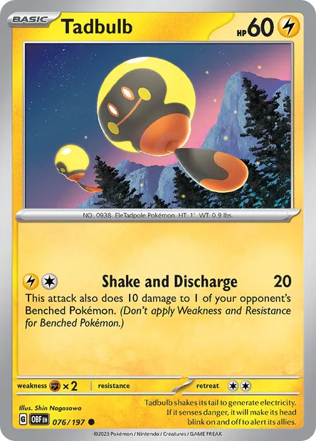 Tadbulb, Pokémon card OBF 076 — Obsidian Flames set