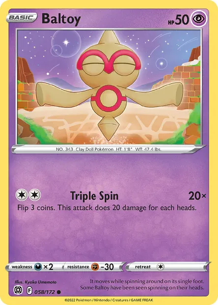 Baltoy, Pokémon card BRS 058 — Brilliant Stars set