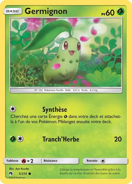 Germignon, carte Pokémon LOT 5 — extension Tonnerre Perdu