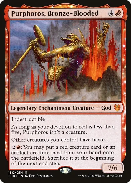 Purphoros, Bronze-Blooded, Magic card THB 150 — Theros Beyond Death set