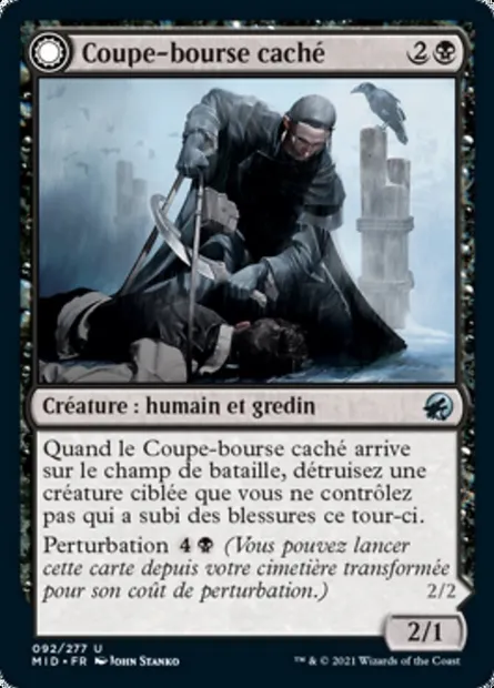 Coupe-bourse caché // Geist cupide, carte Magic MID 92 — extension Innistrad : chasse de minuit