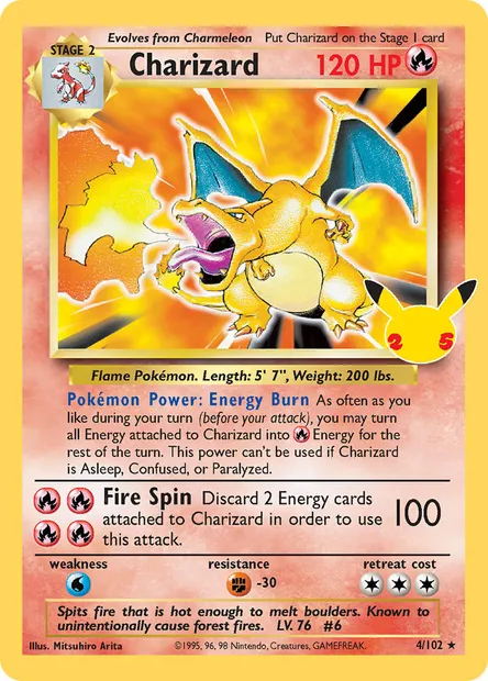 Charizard, Pokémon card CEL CC002 — Celebrations set