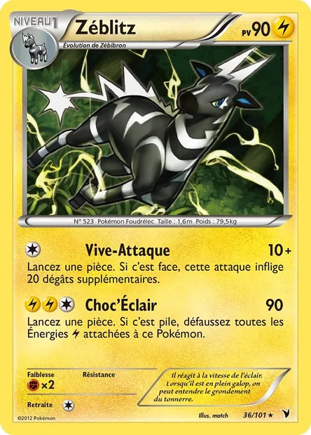 Zéblitz, carte Pokémon NVI 36 — extension Nobles Victoires