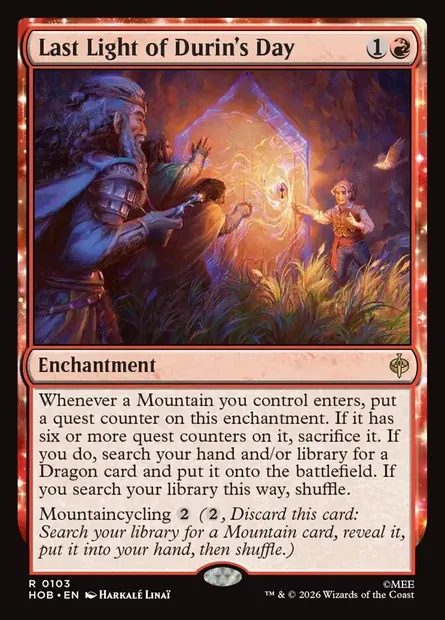 Last Light of Durin's Day, Magic card HOB 103 — The Hobbit set