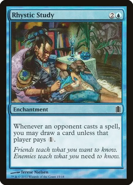 Rhystic Study, Magic card CM1 15 — Commander's Arsenal set