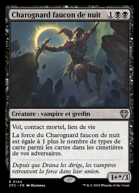 Charognard faucon de nuit, carte Magic OTC 144 — extension Outlaws of Thunder Junction Commander