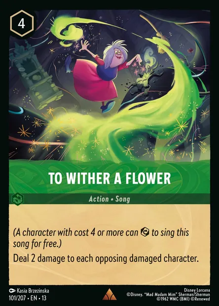 To Wither a Flower, Disney Lorcana card CH13-101 — Attack of the Vine! set