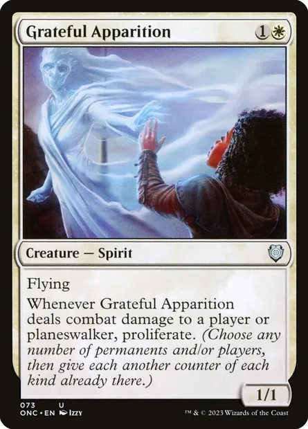 Grateful Apparition, Magic card ONC 73 — Phyrexia: All Will Be One Commander set