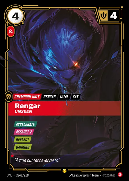 Rengar, Riftbound card UNL 024a — Unleashed set