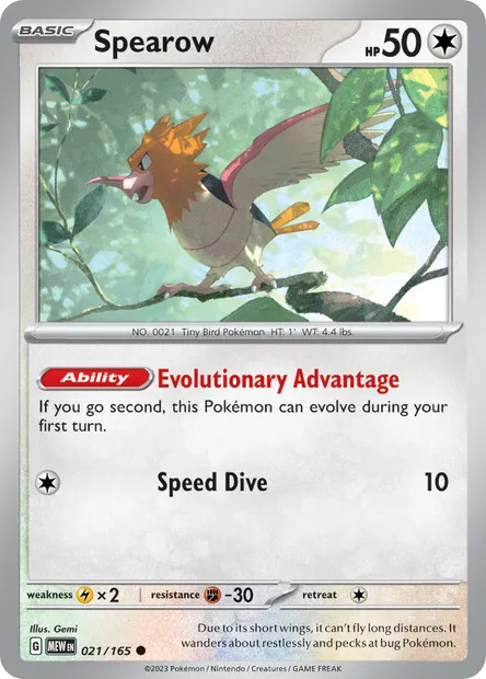 Spearow, Pokémon card MEW 021 — 151 set