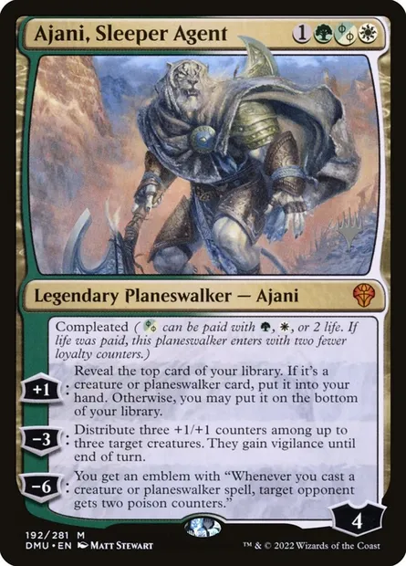 Ajani, Sleeper Agent, carte Magic PDMU 192p — extension Dominaria United Promos