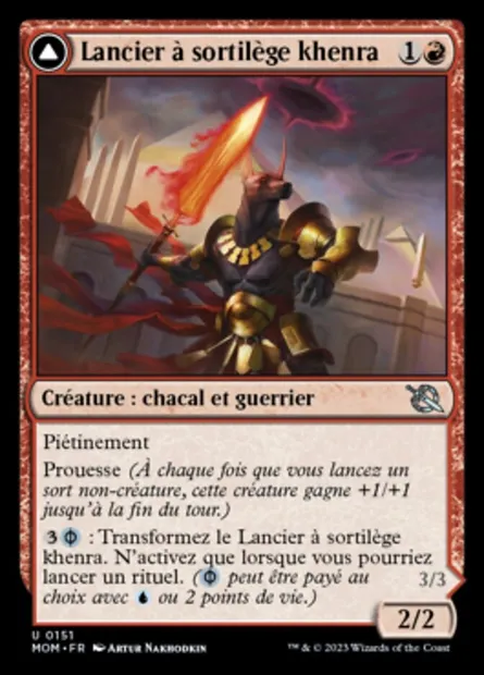 Lancier à sortilège khenra // Pisteur à sortilège gitaxien, carte Magic MOM 151 — extension L'invasion des machines