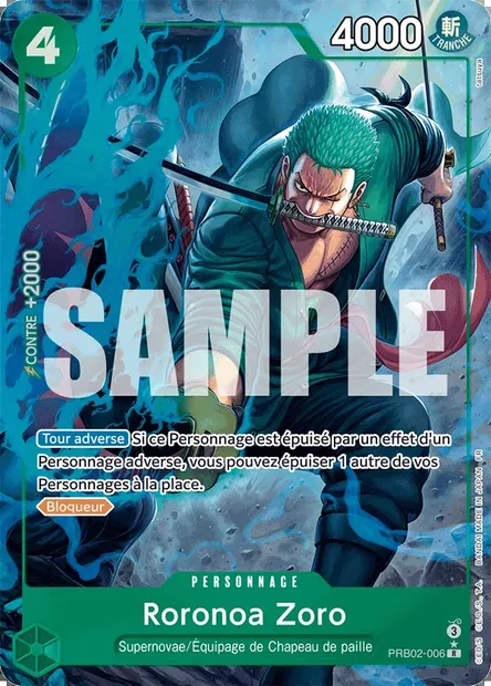 Roronoa Zoro, carte One Piece PRB02-006 — extension ONE PIECE CARD THE BEST VOL.2