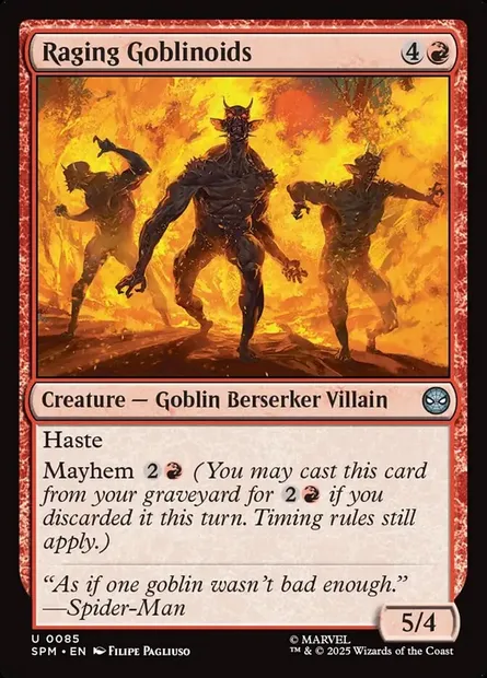 Raging Goblinoids, Magic card SPM 85 — Marvel's Spider-Man set