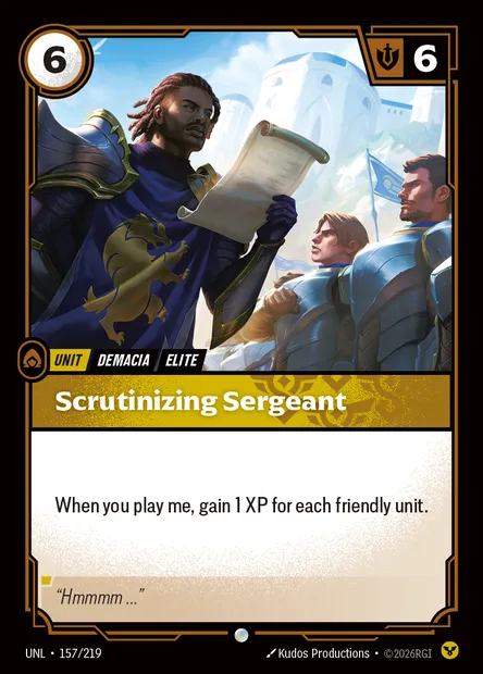 Scrutinizing Sergeant, carte Riftbound UNL 157 — extension Unleashed