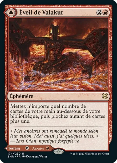 Éveil de Valakut // Forgepierre de Valakut, carte Magic ZNR 174 — extension Renaissance de Zendikar