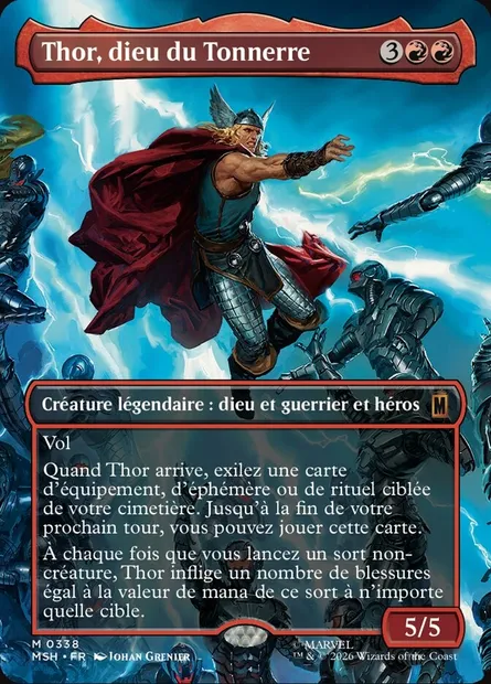 Thor, dieu du Tonnerre, carte Magic MSH 338 — extension Marvel Super Heroes