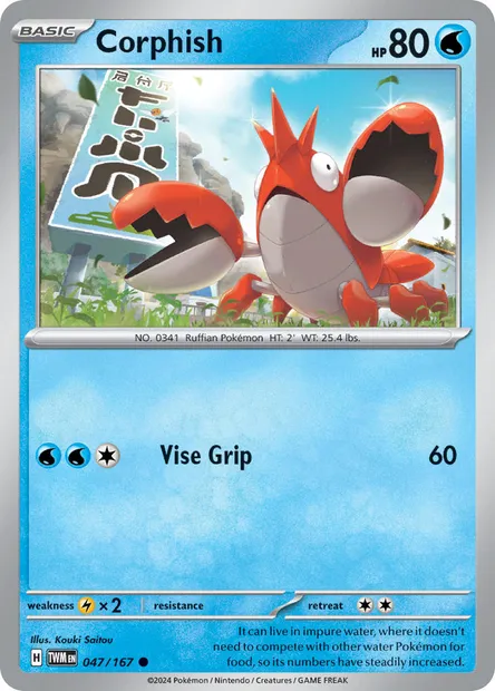 Corphish, Pokémon card TWM 047 — Twilight Masquerade set