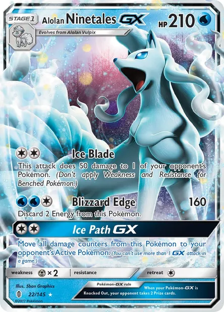 Alolan Ninetales GX, Pokémon card GRI 22 — Guardians Rising set