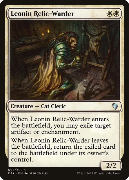 Leonin Relic-Warder, Magic card C17 65 — Commander 2017 set