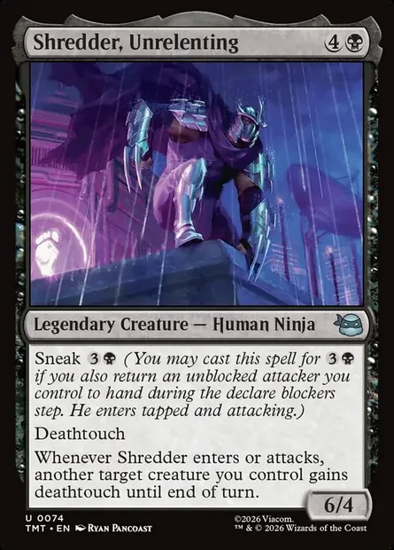 Shredder, Unrelenting, Magic card TMT 74 — Teenage Mutant Ninja Turtles set
