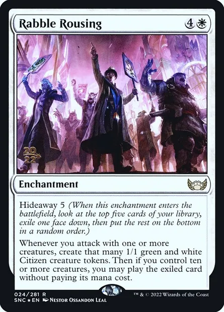 Agitation de la populace, carte Magic PSNC 24s — extension Streets of New Capenna Promos