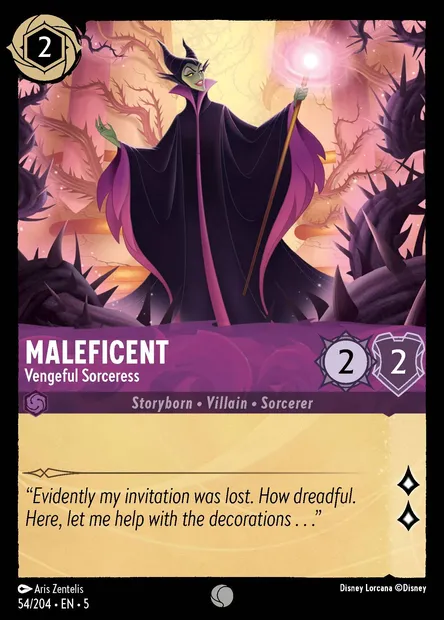 Maleficent - Vengeful Sorceress, Disney Lorcana card CH5-054 — Shimmering Skies set