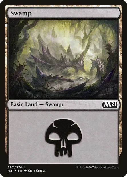 Swamp, Magic card M21 267 — Core Set 2021 set