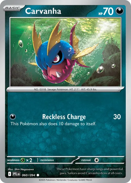 Carvanha, Pokémon card PFL 060 — Phantasmal Flames set