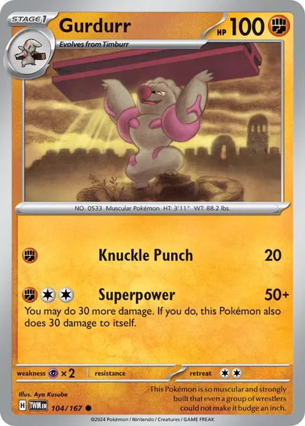 Gurdurr, Pokémon card TWM 104 — Twilight Masquerade set