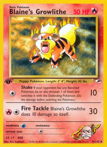 Blaine's Growlithe, Pokémon card GH 35 — Gym Heroes set