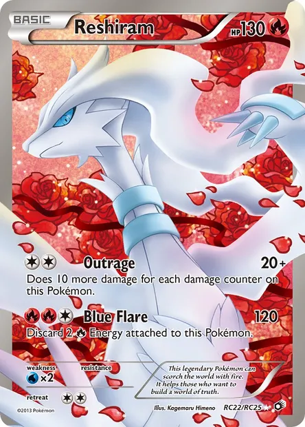 Reshiram, Pokémon card LTR RC22 — Legendary Treasures set