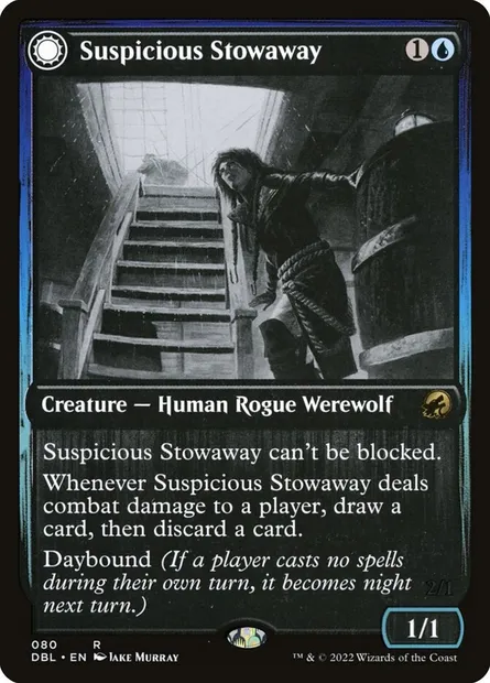 Suspicious Stowaway // Seafaring Werewolf, Magic card DBL 80 — Innistrad: Double Feature set