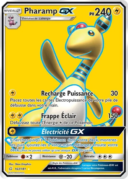 Pharamp GX, carte Pokémon TEU 163 — extension Duo de Choc